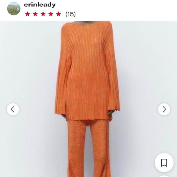 Zara Tops - Zara Orange Ribbed Bell Sleeve Blouse